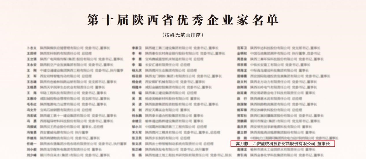 耀彩网科技入选“陕西省民营企业50强”，，，，，董事长高月静获评“陕西省优异企业家”